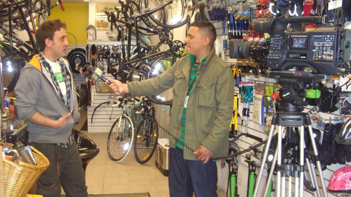 Ian Jacob, owner of United Spokes Bike Shop, was interviewed by News 12