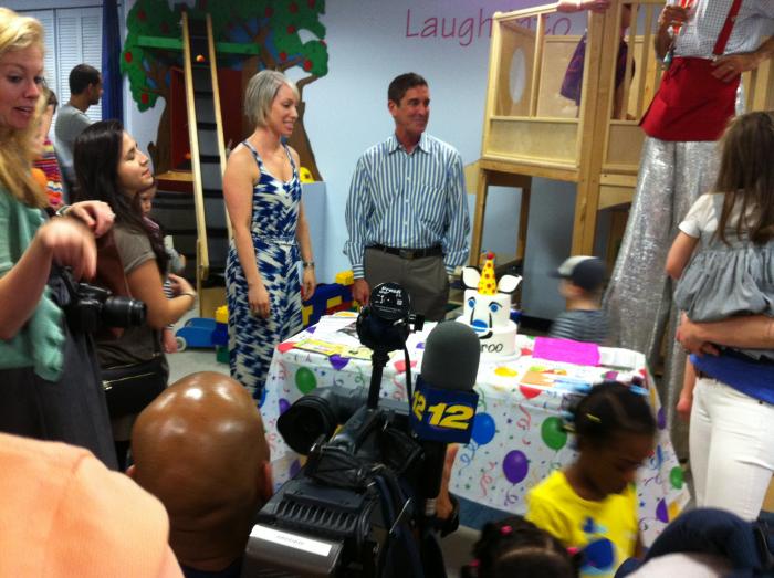 News 12 Covered Kidaroo First Anniversary as State Senator Klein Cut the Cake thanks to KRVC