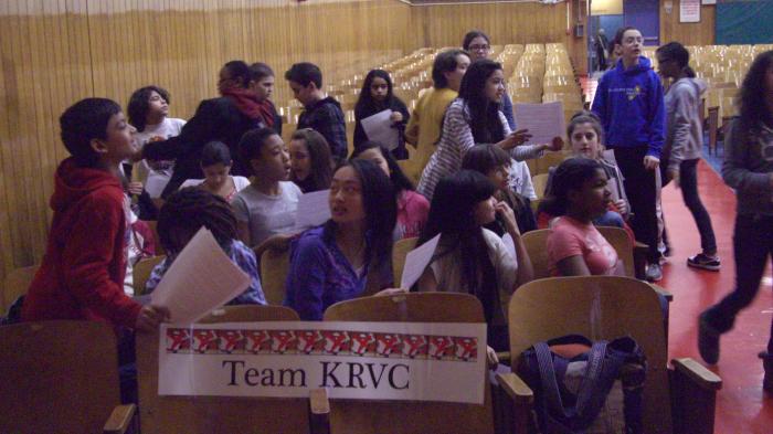 Team KRVC tries to figure out the correct "question" in Stop Graffiti Jeopardy